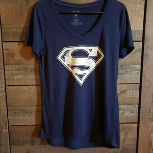 Navy Tee with Distressed Superman Logo